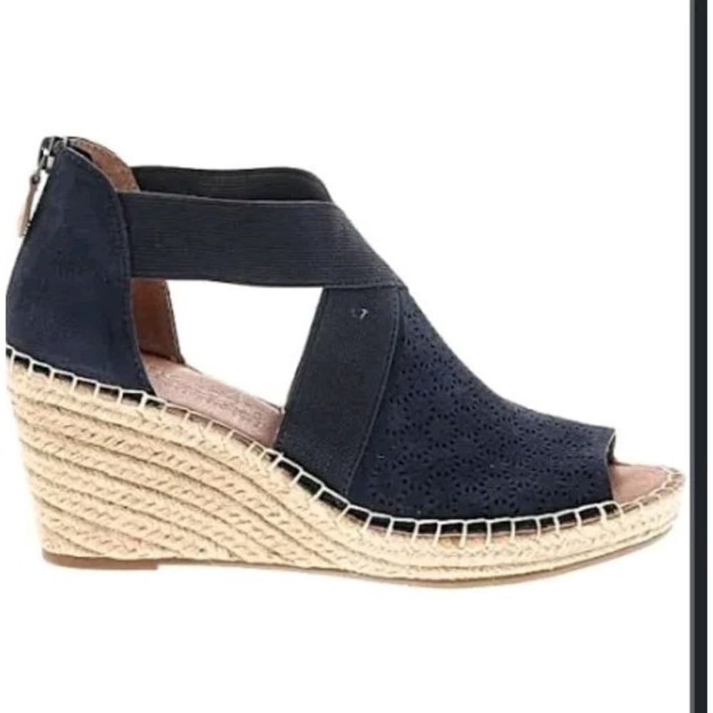 Gentle Souls Sandals Womens 10M Colleen Zip Ankle Espadrille Wedge Blue Cross El